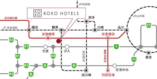 お車をご利用の場合|アクセス|KOKO HOTEL 横浜鶴見