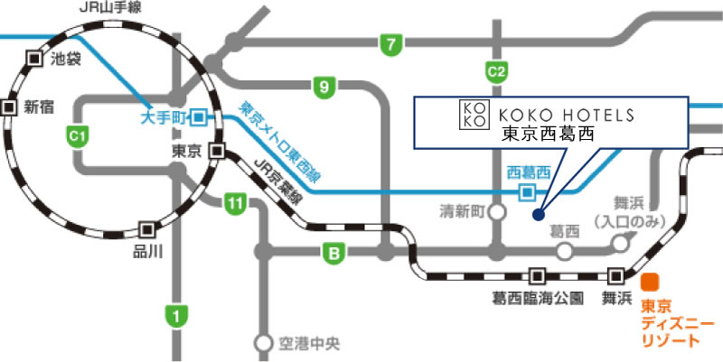 電車をご利用の場合|アクセス|KOKO HOTEL 東京西葛西
